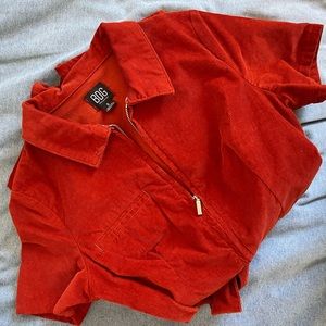 Retro Corduroy Tie Front Coveralls